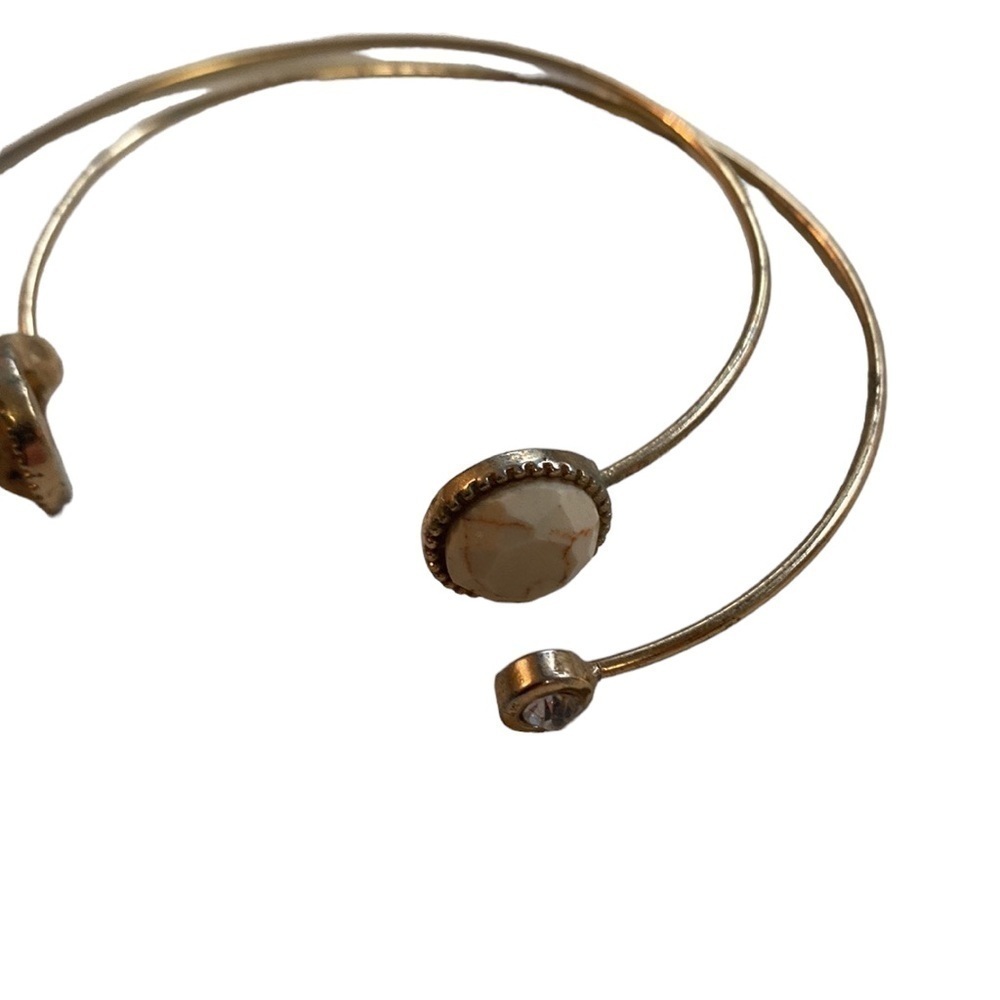 Two piece | Gold | Faux Stone | Bangle Set - Picture 4 of 11